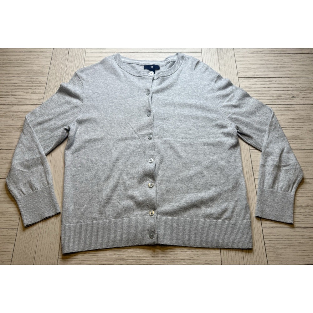 Gap Cardigan Sweater Heather Gray Sz L Girls‎ Button Front Long Sleeve Cotton